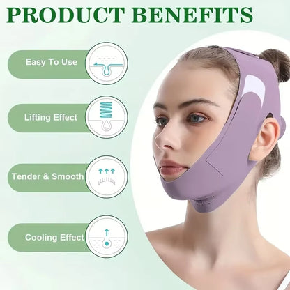 Overnight Face Lift Band with Graphene Fiber - Double Chin Reducer & Jawline Definer, Washable Reusable Beauty Strap 5 Sizes